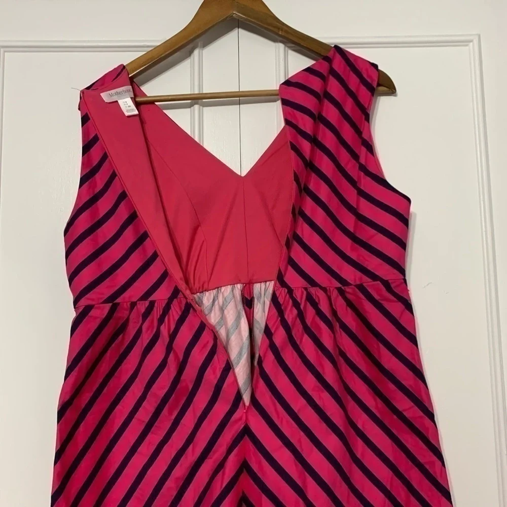 Motherhood Maternity Women’s Small Pink Navy Stripes Sleeveless A-Line Dress S - Picture 4 of 9